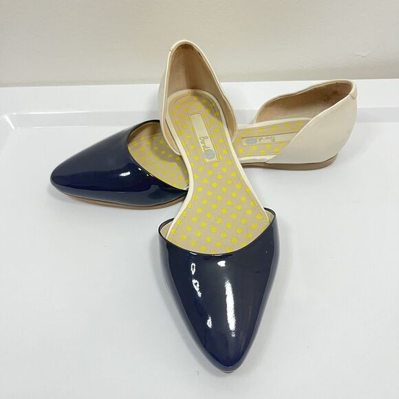 Boden Shoes - Boden Navy Cream Pointed Toe Leather Lined Slip On Flats Shoes Eu 37.5, US 7